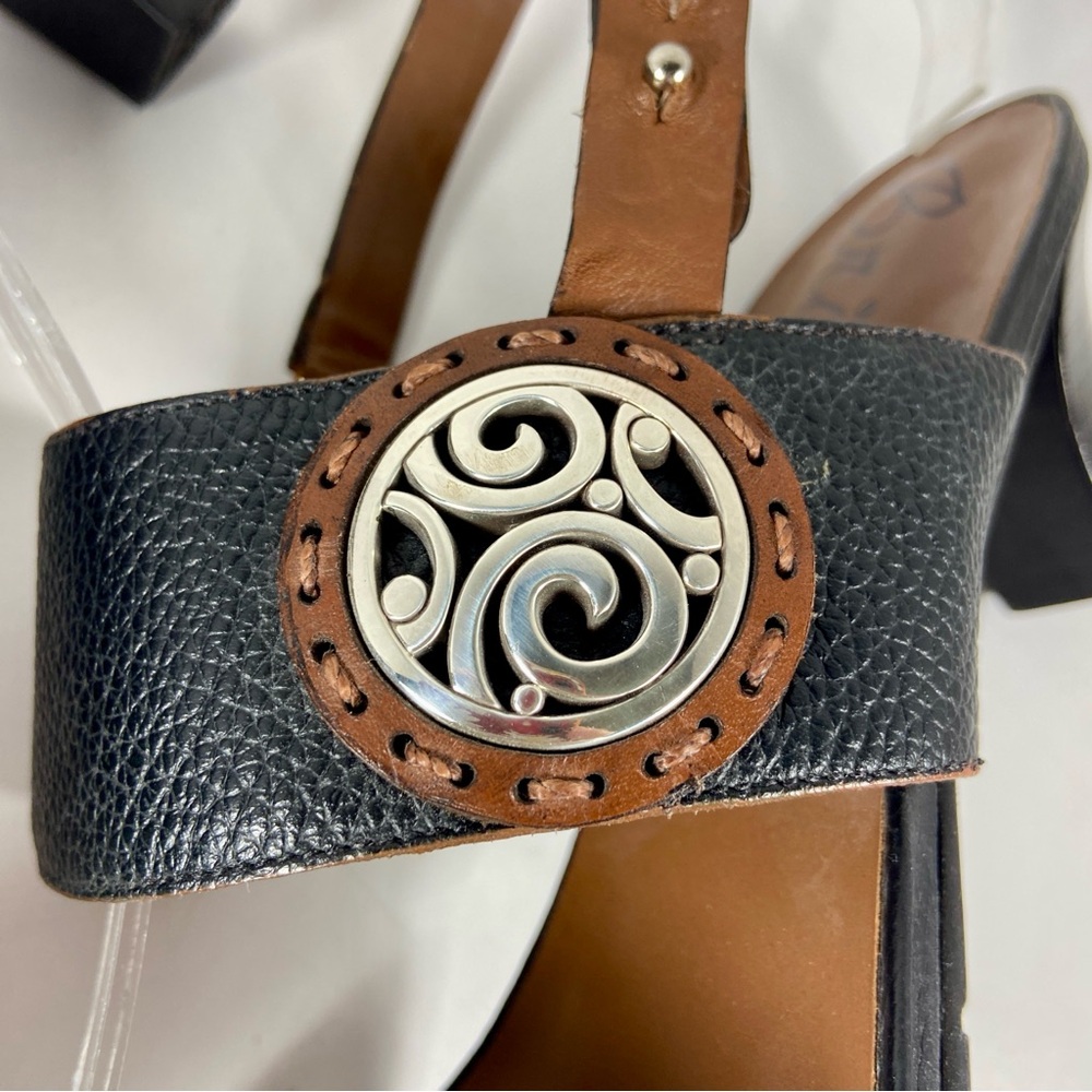 Brighton Black and Brown Heels with Decorative Metal Detail - Picture 6 of 12